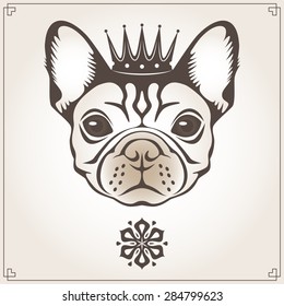 Vector illustration of the dog with crown