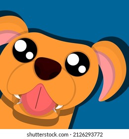 Vector illustration of a dog . The dog's head in cartoon style. A dog on a minimalistic background.