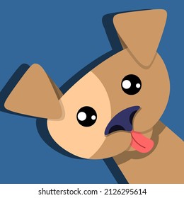 Vector illustration of a dog . The dog's head in cartoon style. A dog on a minimalistic background.