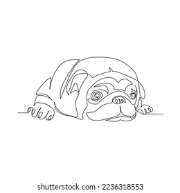 Vector illustration of a dog drawn in line art style