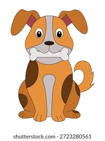 Vector illustration the dog is eating bone