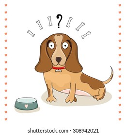Vector illustration with dog with empty bowl
