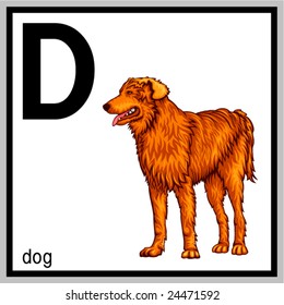 Vector illustration of dog and english letter "D". Does not contain any effects like gradients, blends and so on. File format EPS (AI8 compatible).