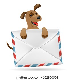 Vector illustration. Dog with envelope.