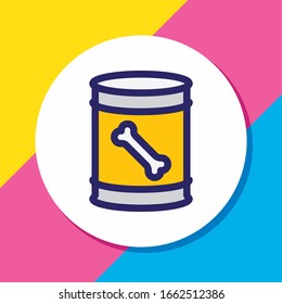 Vector illustration of dog food in can icon colored line. Beautiful pet element also can be used as nutrition icon element.