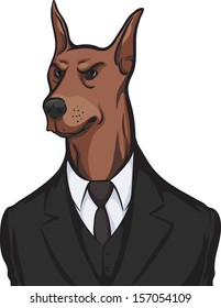 Vector illustration of dog in full suit. Easy-edit layered vector EPS10 file scalable to any size without quality loss. High resolution raster JPG file is included.