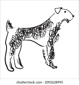 vector illustration of dog graphic design, art tattoo sketch, draw by hand, use in print