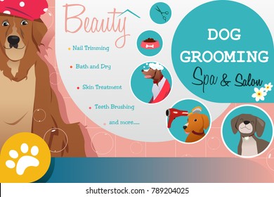 A vector illustration of Dog Grooming Salon Poster  svg
