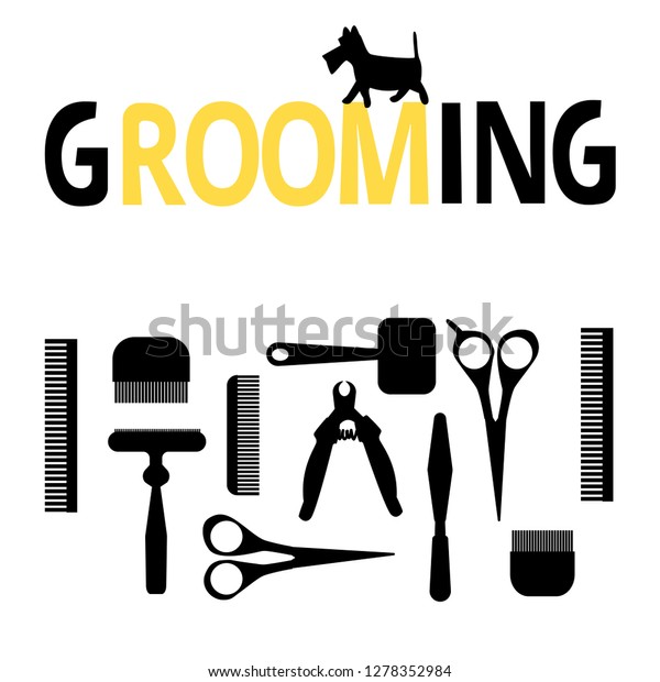 Vector Illustration Dog Grooming Set Tools Stock Vector (Royalty Free