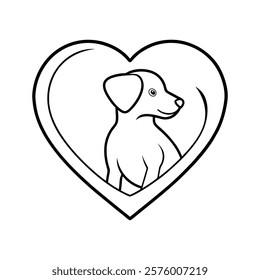 Vector Illustration of Dog Head in a Heart Outline