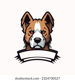 Vector illustration of a dog head mascot logo with copy space for text