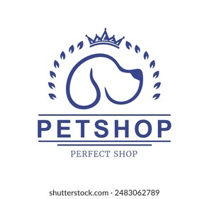 Una Ilustración vectorial de cabeza de perro Icono de Vector de logotipo de tienda de mascotas en fondo blanco