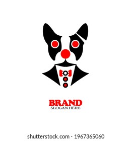 Vector illustration of a dog head in a suit and tie, great for dog logos and icons, dog shops, dog cafes, pet houses