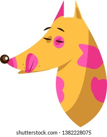 Vector illustration. Dog head with tongue stuck out  in trendy cartoon style. Isolated on white. 