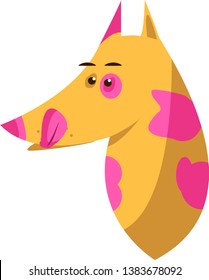 Vector Illustration. Dog Head With Tongue Sticking Out In Trendy Cartoon Style. The Dog Licks His Lips. Isolated On White