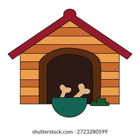 Casa de perro de Ilustración vectorial con hueso