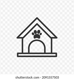 Vector illustration of dog house icon in dark color and transparent background(png).