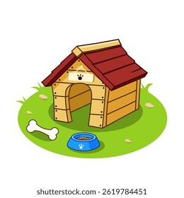 Vector Illustration of Dog House or Pet House Cartoon Flat Design