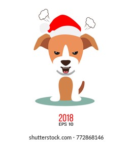 Vector illustration of dog isolated on white background. Emotional pet symbol. The year of dog on chinese calendar. Happy New Year 2018