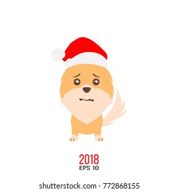 Vector illustration of dog isolated on white background. Emotional pet symbol. The year of dog on chinese calendar. Happy New Year 2018