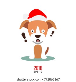 Vector illustration of dog isolated on white background. Emotional pet symbol. The year of dog on chinese calendar. Happy New Year 2018