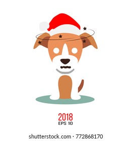 Vector illustration of dog isolated on white background. Emotional pet symbol. The year of dog on chinese calendar. Happy New Year 2018