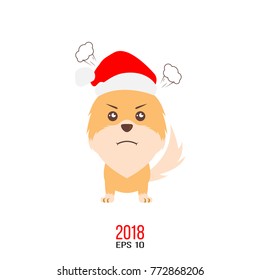 Vector illustration of dog isolated on white background. Emotional pet symbol. The year of dog on chinese calendar. Happy New Year 2018