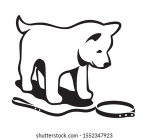 Vector illustration of dog and leash