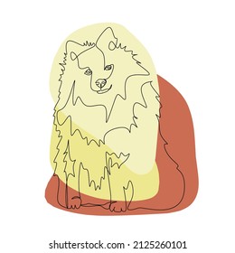 Ilustración vectorial del perro en el estilo de arte de línea