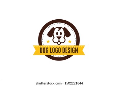 Vector illustration of dog logo design template. Isolated on white background.