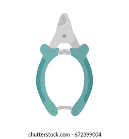 Vector illustration of dog nail clippers and trimmer icon. Professional treatment at home grooming for pet. Isolated on white background. Flat style.