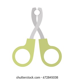 Vector illustration of dog nail clippers and trimmer icon. Professional treatment at home grooming for pet. Isolated on white background. Flat style.