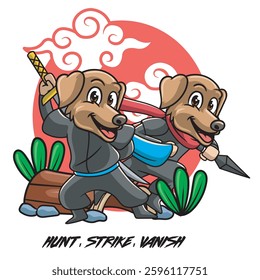 Vector Illustration of Dog Ninja with Cute Illustration Available for Tshirt Design