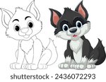 Vector illustration of a dog, outlined and colored