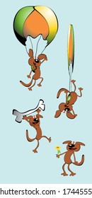 vector illustration of dog with parachute