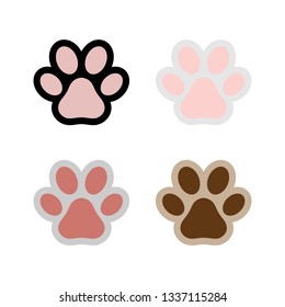 Vector illustration of dog paw and cat paw icon.Isolated flat icon.

