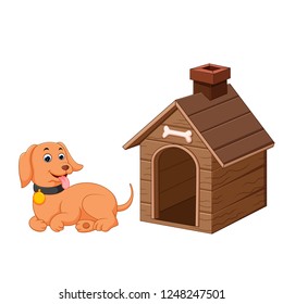 vector illustration of Dog and pet dog house