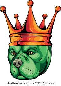 vector illustration of dog pitbull head in the crown