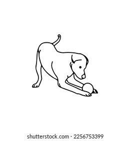 vector illustration of a dog playing ball