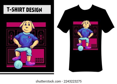 vector illustration of dog playing football, modern t-shirt concept. print on t-shirts, clothing, apparel, hoodies, posters, stickers.