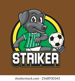 Vector Illustration of Dog Playing Football with Retro Mascot Illustration Available for Logo Badge