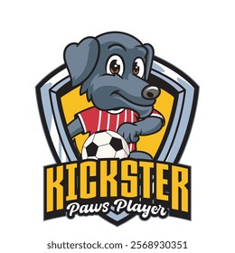 Vector Illustration of Dog Playing Football with Retro Mascot Illustration Available for Logo Badge