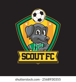 Vector Illustration of Dog Playing Football with Retro Mascot Illustration Available for Logo Badge