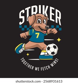 Vector Illustration of Dog Playing Football with Retro Mascot Illustration Available for Tshirt Design