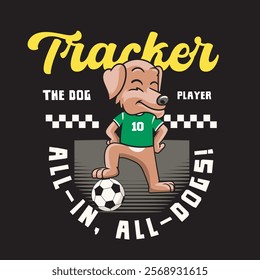 Vector Illustration of Dog Playing Football with Retro Mascot Illustration Available for Tshirt Design