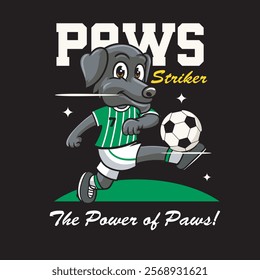 Vector Illustration of Dog Playing Football with Retro Mascot Illustration Available for Tshirt Design