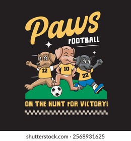 Vector Illustration of Dog Playing Football with Retro Mascot Illustration Available for Tshirt Design