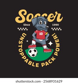 Vector Illustration of Dog Playing Football with Retro Mascot Illustration Available for Tshirt Design