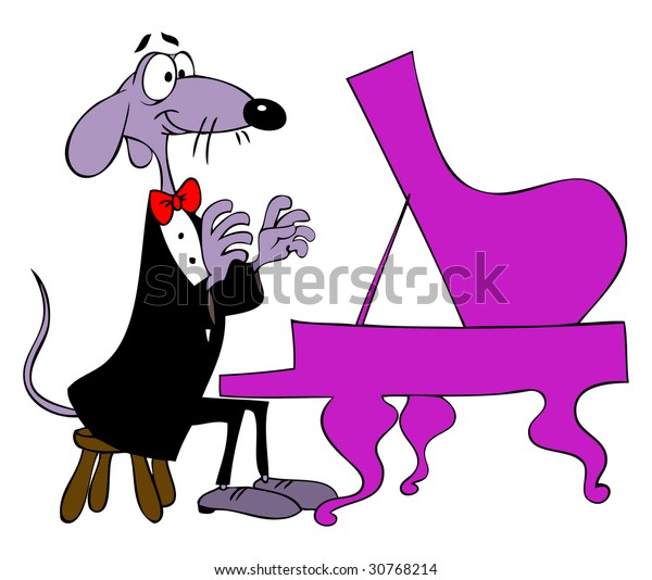 Vector Illustration Dog Playing Piano 스톡 벡터(로열티 프리) 30768214