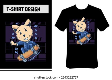 vector illustration of dog playing skateboard, modern t-shirt concept. cool for printing on t-shirts, clothing, apparel, hoodies, posters, stickers.